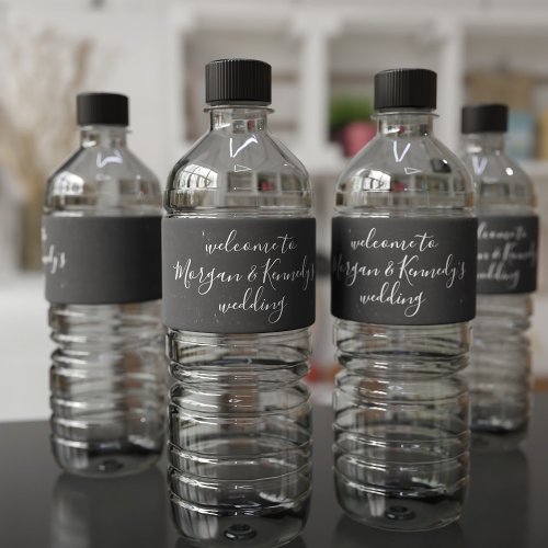 Black and White Rustic Wedding Water Bottle Labels