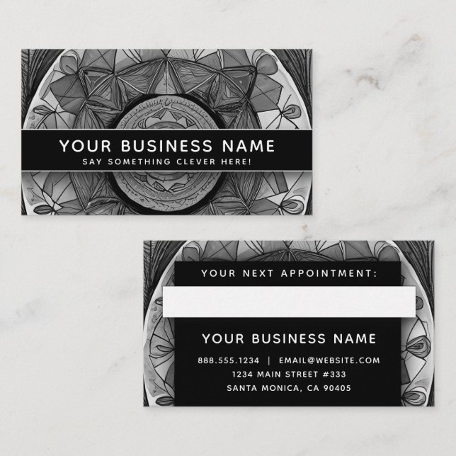 Black and White Sacred Modern Elegant Professional Appointment Card (Front/Back)