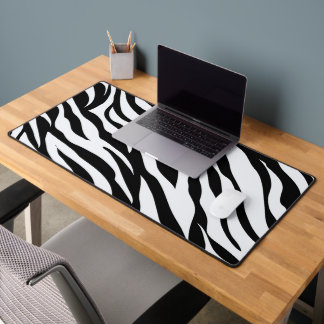 Black and White Safari Zebra Animal Print Desk Mat