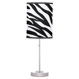 Black and White Safari Zebra Pattern Print Table Lamp