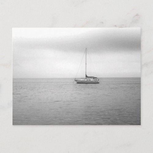 Black and White Sailboat Photo Postcard