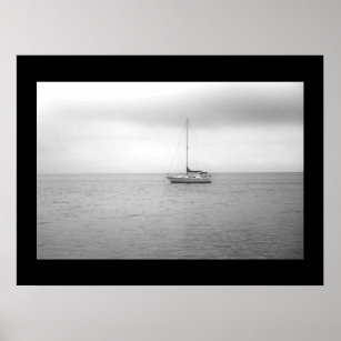 Black and White Sailboat Photo Poster