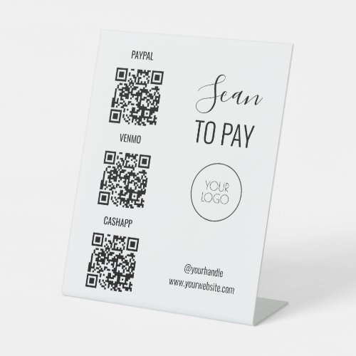 Black and White Salon QR Code Scan to Pay Pedestal Sign