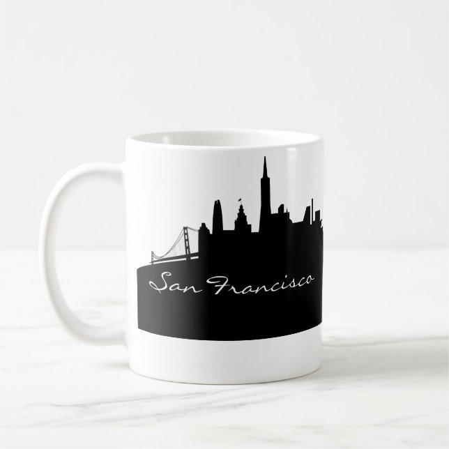 Black and White San Francisco Skyline Coffee Mug (Left)