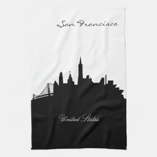 Black and White San Francisco Skyline Kitchen Towel