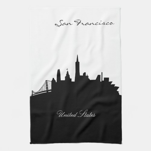 Black and White San Francisco Skyline Kitchen Towel