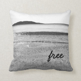 Black and White Sand Beach Throw Pillow