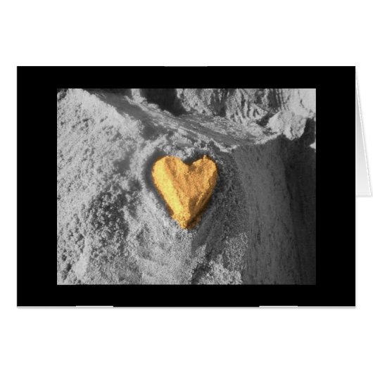 Black and white sand heart cards (Front Horizontal)