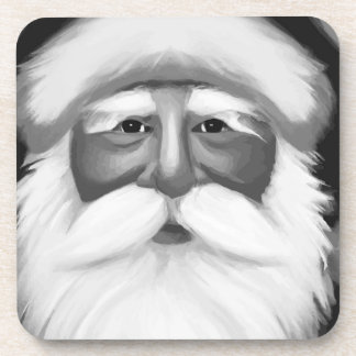 Black and White Santa Claus Beverage Coaster