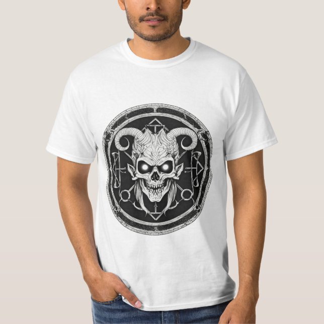 Black and White Satan Graphic T-Shirt (Front)