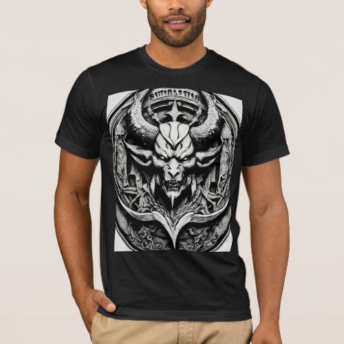  Black and White Satan Logo T_Shirt