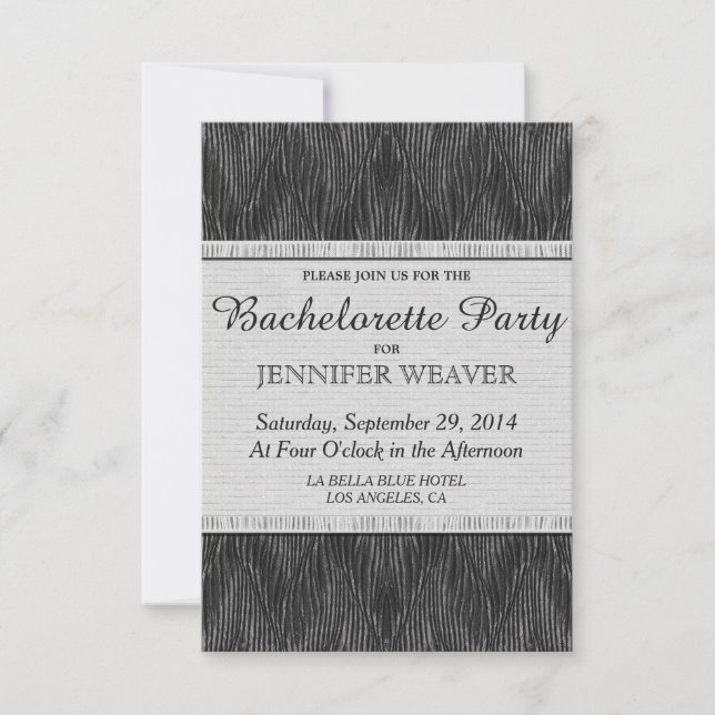 Black and White Satin Faux Fabric Pattern Invitation (Front)