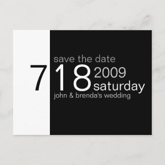 Black and White Save the Date Announcement Postcard