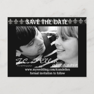 Black and White Save the Date Announcement Postcard
