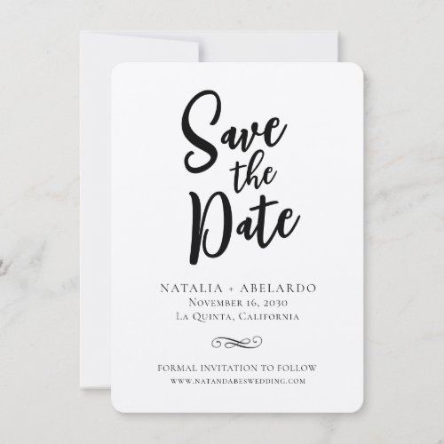 Black and White Save The Date Card Elegant