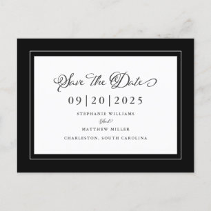 Black and White Save The Date Elegant Wedding Chic Announcement Postcard