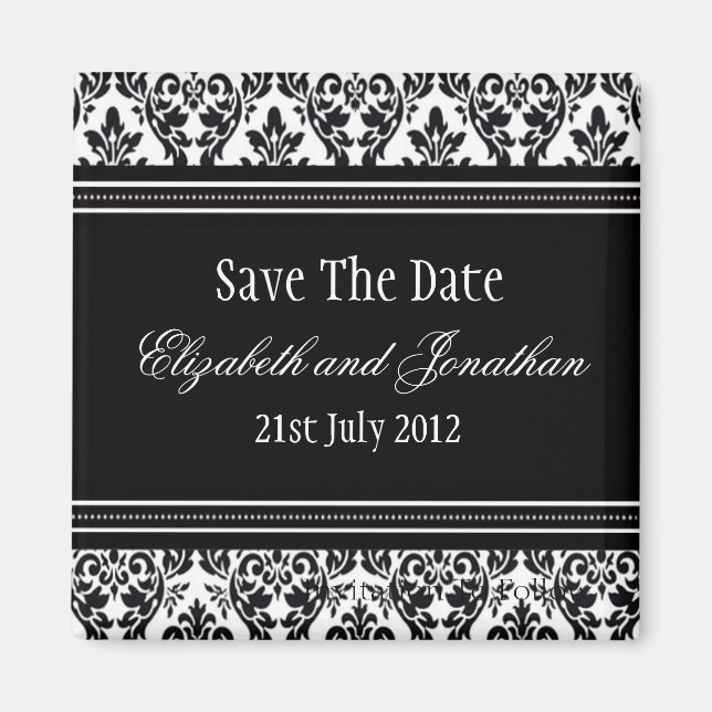 Black and White Save The Date Magnet (Front)