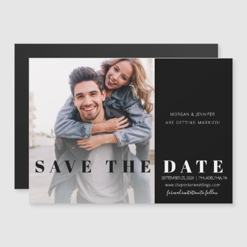 Black and White Save the Date Magnetic Invitation