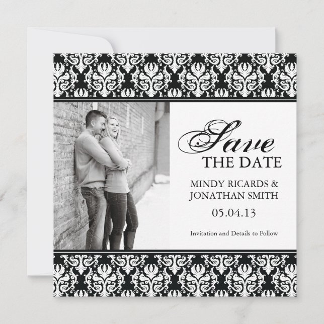 BLACK AND WHITE SAVE THE DATE PHOTO CARDS (Front)