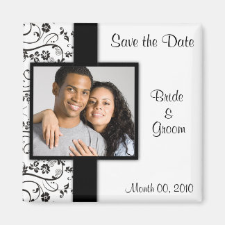 Black and White Save the Date Photo Magnets