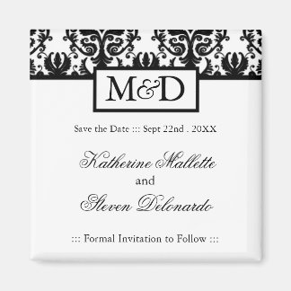 Black and White Save the Date Wedding Magnet