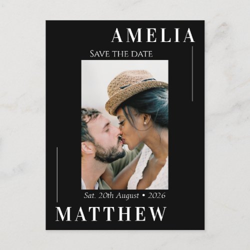 Black and White Save the Date Wedding Postcard