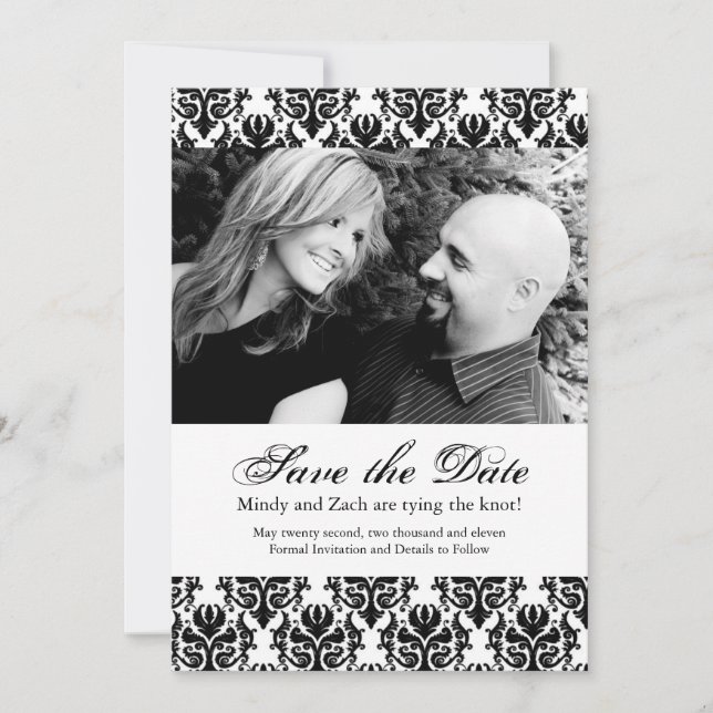 Black and White Save the Date Wedding Template (Front)