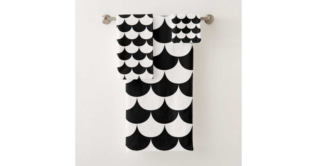 Classy Black and White Damask Bath Towel Set, Zazzle