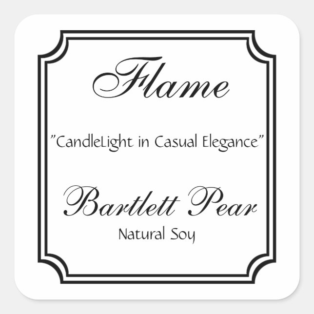 Black and White Scallop Frame Candle Label (Front)