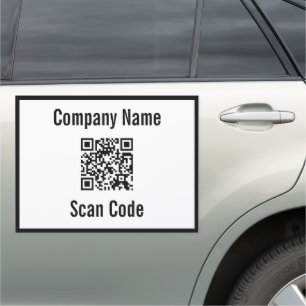 Black and White Scan QR Code Template Car Magnet