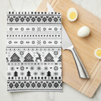 Black and White Scandinavian Nordic Christmas Kitchen Towel