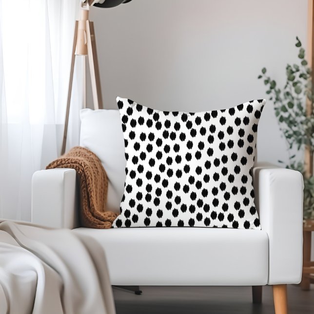 Black and White Scattered Dots Throw Pillow (Creator Uploaded)