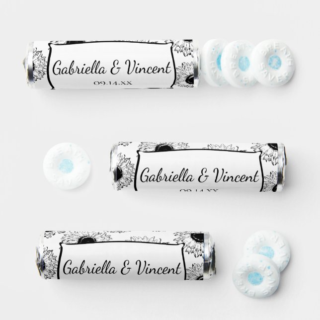 Black and White Scattered Sunflowers Wedding Favor (Assorted)