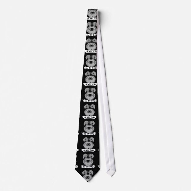 Black and White Schnauzer Oh My Dog Tie (Front)