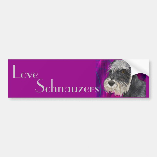 Black and White Schnauzer with Purple Background Bumper Sticker (Front)