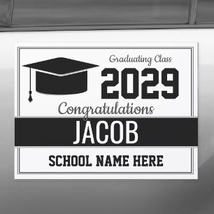 Black and White School Colors Graduation Party Car Magnet