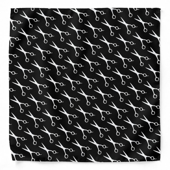 Black and white scissor print bandana (Front)