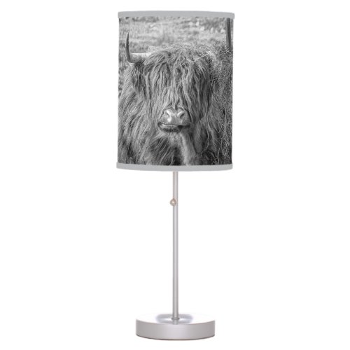 Black and white Scottish ginger Highland cow Table Lamp