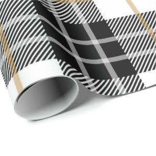 Black and White Scottish tartan Wrapping Paper