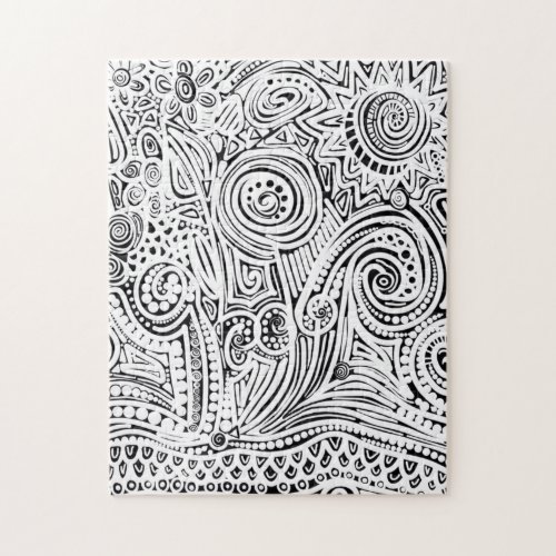 Black And White Scratch And Dot Art  Jigsaw Puzzle