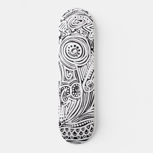 Black And White Scratch And Dot Art  Skateboard