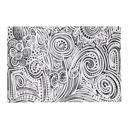 Black And White Scratch Art Placemat