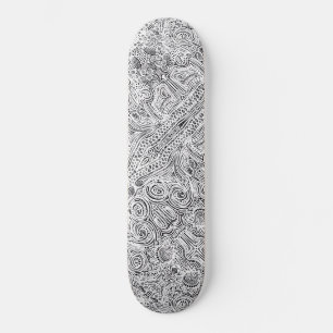 Black And White Scratch Art Skateboard Deck
