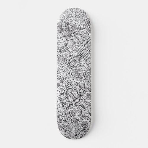 Black And White Scratch Art Skateboard Deck 