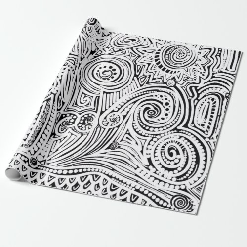 Black And White Scratch Art Wrapping Paper