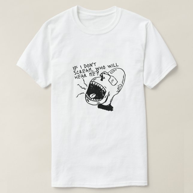 Black and White Screaming Face Graphic T-Shirt (Design Front)