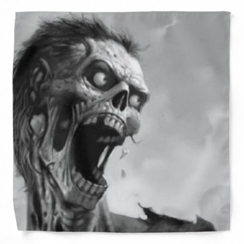 black_and_white screaming zombie bandana