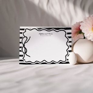 Black and White Scribble Bow Couple Stationery Note Card