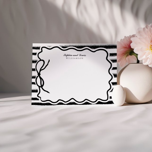 Black and White Scribble Bow Couple Stationery Note Card (Creator Uploaded)