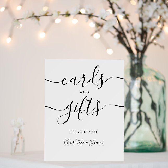 Black And White Script Cards And Gifts Sign (In Situ (Wedding))
